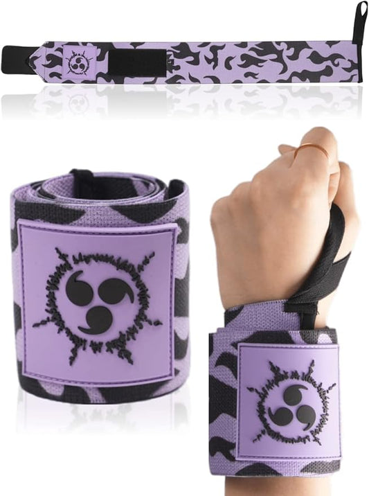CROWN Anime Wrist Wraps Camo Lifting Straps 24" for Men and Women - 1 Pair Each, Purple CM Gym Accessories Support Weightlifting, Powerlifting, Strength Training, and Improve Workout