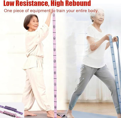 Numbered Resistance Band for Seniors,Fitness Resistance Band for Stretching and Yoga,8 Section Number Elastic Stretch Strap,with Hand Grippers,for Glutes Legs Training,for Women Men