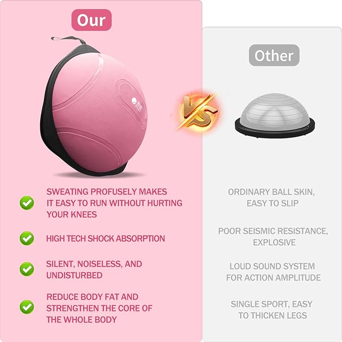 workout equipment for home，boso balancing ball，half ball balance trainer，core training equipment， 27.5 inch Yoga Exercise Ball for Home Gym Core Training Anti-Skid Surface (Pink Pill-27.5)