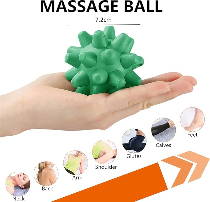 Massage Roll Balls, 2 Pack Spiky Massage Balls Deep Tissue Trigger Point and Myofascial Release for Plantar Fasciitis Relief, Muscle Recovery, 2.8 Inch Diameter (Yellow)