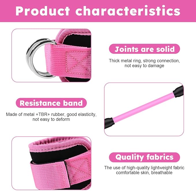 Ankle Resistance Bands with Cuffs, Elastic Resistance Band Set With Storage Bag Glutes Workout Equipment, Leg Butt Training Exercise Equipment for Kickbacks Hip