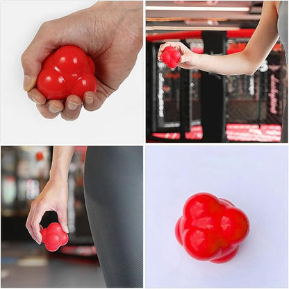 Hexagonal Reaction Training Ball Red Large 68Mm Silicone Agility Fitness Ball for Hand Eye Coordination and Speed Exercise in Sports Training