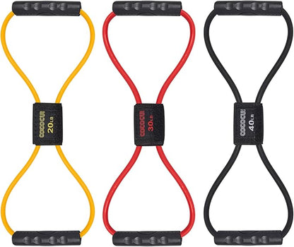 Figure 8 Resistance Bands with Handles for Women Men, Exercise Bands for Back, 8 Shaped Resistance Bands for Arms, Shoulder, Leg Stretching, Physical Therapy, Yoga, Pilates, Home Gym Workout Equipment