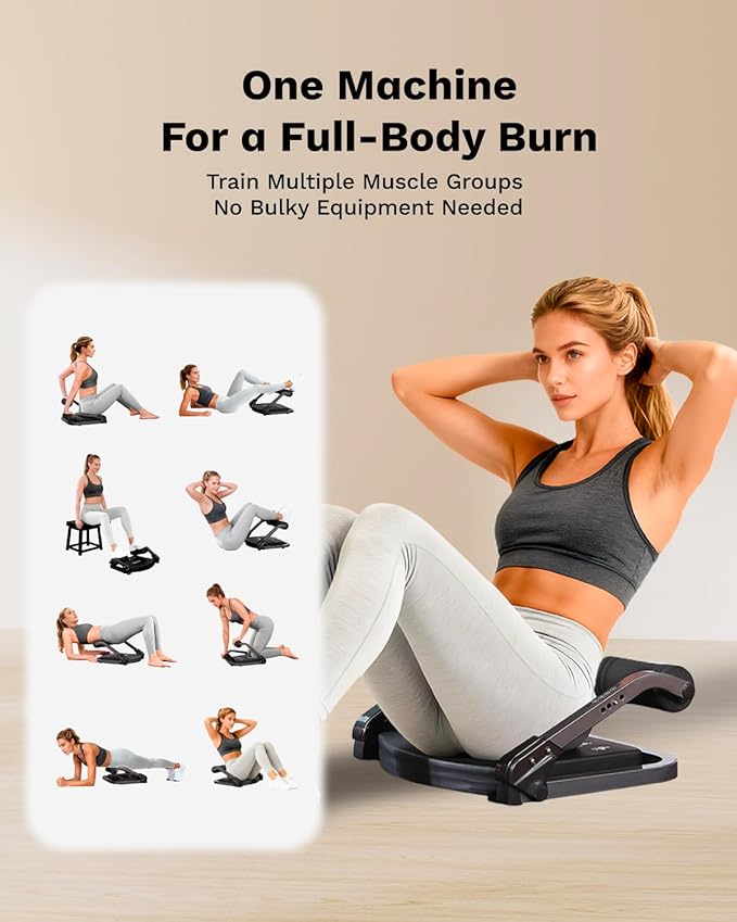AIRHOP Ab Machine for Stomach Workout, Abs Workout Equipment for Sit Up Exercise, 4-Speed Adjustable Ab Trainer Machine with Automatic Rebound, Home Gym Abdominal Exercise Equipment for All Ages