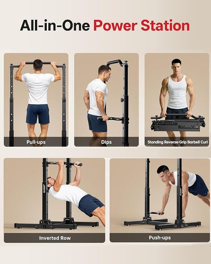 JOROTO Foldable Pull Up Dip Station, Pull Up Bar Free Standing for Home Gym, 450LBS Stable Power Tower, Adjustable Height Multifunction Pull Up Stand, Strength Training Equipment for Men Women