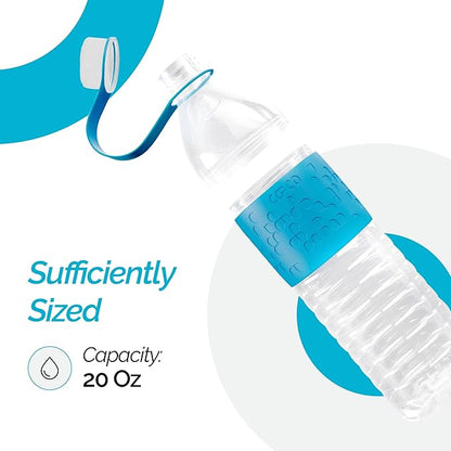 Copco Hydra 20 oz Water Bottle, Set of 2 with Carrying Loop – Leak Proof, BPA Free Tritan, Dishwasher Safe, Twist-Open Body, Non-Slip Silicone Grip, Ideal for Gym, Travel, Office, On-the-Go (Blue)