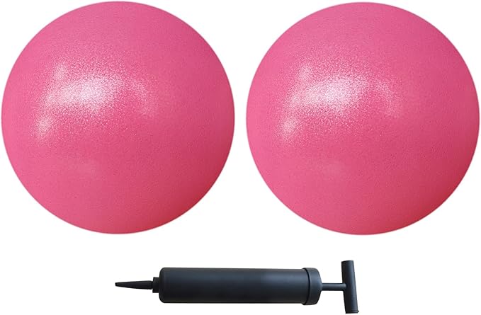 AppleRound 9-inch Pilates Ball, Pack of 2 with 1 Pump, Small Exercise Ball for Pilates, Yoga, Fitness, Physical Therapy, Stability Core Training (Pink)