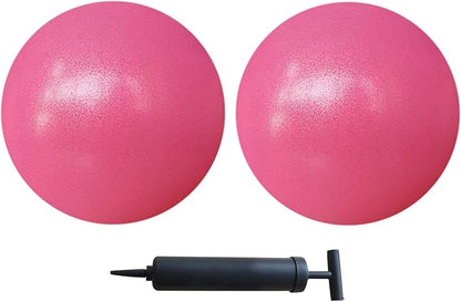 AppleRound 9-inch Pilates Ball, Pack of 2 with 1 Pump, Small Exercise Ball for Pilates, Yoga, Fitness, Physical Therapy, Stability Core Training (Pink)