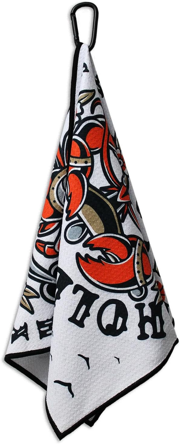 RokFit Gym & Golf Towel – Multi-Use, Quick-Dry, Durable Utility Towel with Bold Graphic and Carabiner Clip (Hold Fast)