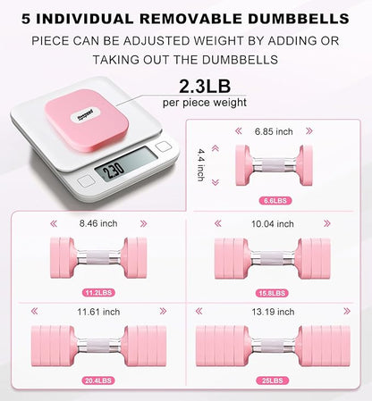 15LB 20LB 30LB 40LB 50LB Adjustable Dumbbell Set Free Weights Dumbbells Set for Women Men Hand Weights Sets Adjust Dumbbell Weight Sets for Home Gym Exercise Workout Strength Training Equipments