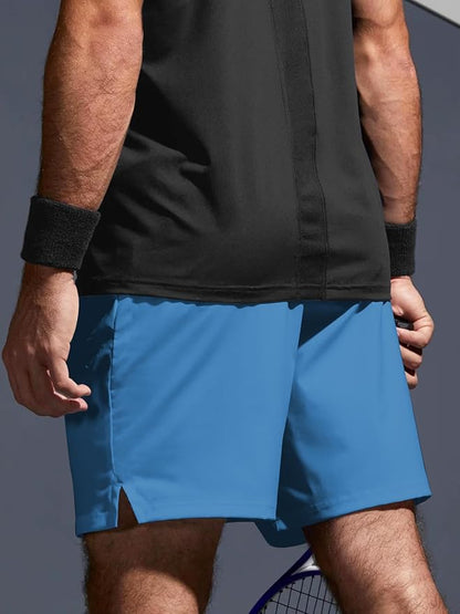 Aolesy Men's 2 in 1 Running Shorts 5" Workout Gym Athletic Shorts for Men Quick Dry Lightweight Training Shorts with Pockets