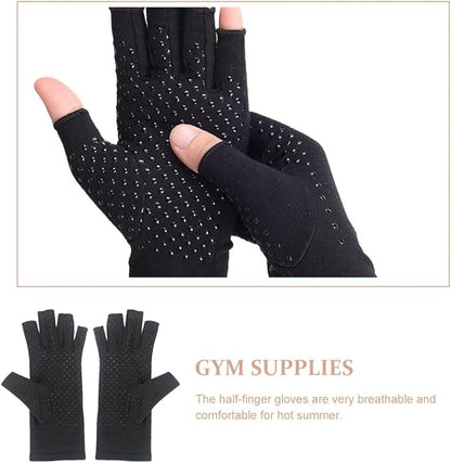 Cycling Half Finger Gloves Black High Elastic Non-Slip Exercising Gloves with Wrist Support for Fitness Training and Outdoor Riding, Size L (19.5-21.5cm)