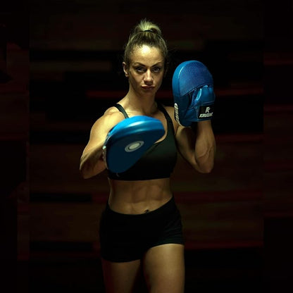 Kruzak Plain Focus Mitts and Boxing Gloves Set for Kickboxing and Muay Thai MMA Training - Fitness Kit with Punching Pads for Martial Arts and Karate