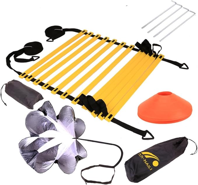 TopHomer Agility Ladder Speed Training Equipment Set Football Training Equipment Set Includes Agility Ladder Resistance Parachute Agility Disc Cones Steel Pegs