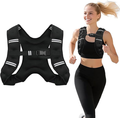 Weighted Vest for Woman Men,8 lb Weight Vest Reflective Stripe with Adjustable Strap Pocket Running Vest Workout Strength Training Walking