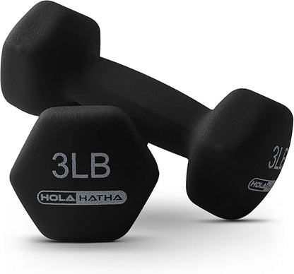 HolaHatha 2, 3, 5, 8, and 10 Pound Neoprene Dumbbell Free Hand Weight Set with Rack, Ideal for Home Exercises to Gain Tone and Definition, Pastel