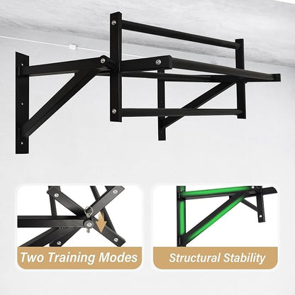 BDL Wall Mounted Pull Up Bar Chin Up bar Multifunctional Dip Station for Indoor Home Gym Workout, Power Tower Set Training Equipment Fitness Dip Stand Supports to 440 Lbs