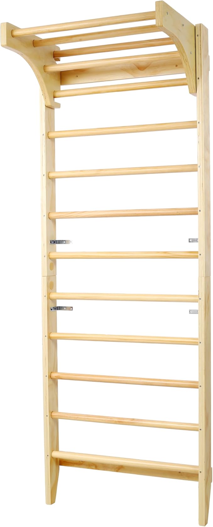 Adjustable Swedish Stall Bars & Pull-Up Bar for Home Gym, Physical Therapy - Heavy-Duty Beech/Pine Wood, Space-Saving Wall-Mounted Design