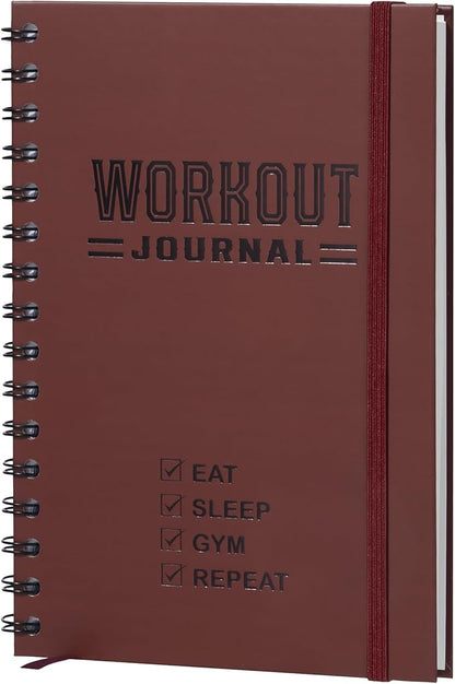 Nextnoid Hardcover Fitness Journal Workout Planner for Men & Women - A5 Sturdy Workout Log Book to Track Gym & Home Workouts - Burgundy
