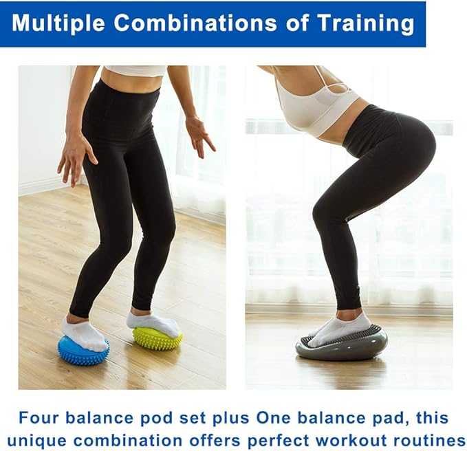 StrongTek Balance Trainer Set – Foam Stability Pad + Hedgehog Balance Pods for Rehab, Core, and Agility Workouts