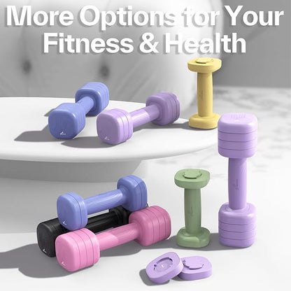 Adjustable Dumbbell Set of 2: Sportneer 4 in 1 Free Weights Dumbbells Set for Women, Hand Weights for Women at Home, Each 2lb 3lb 4lb 5lb Weights with Soft Rubber Handle for Home Gym Exercise Training