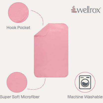Wellrox Microfiber Yoga Hand Towel – Super Soft, Quick-Dry, Non Slip Yoga Towel for Hot Pilates, Gym & Workouts (26.5" x 16", Pink)