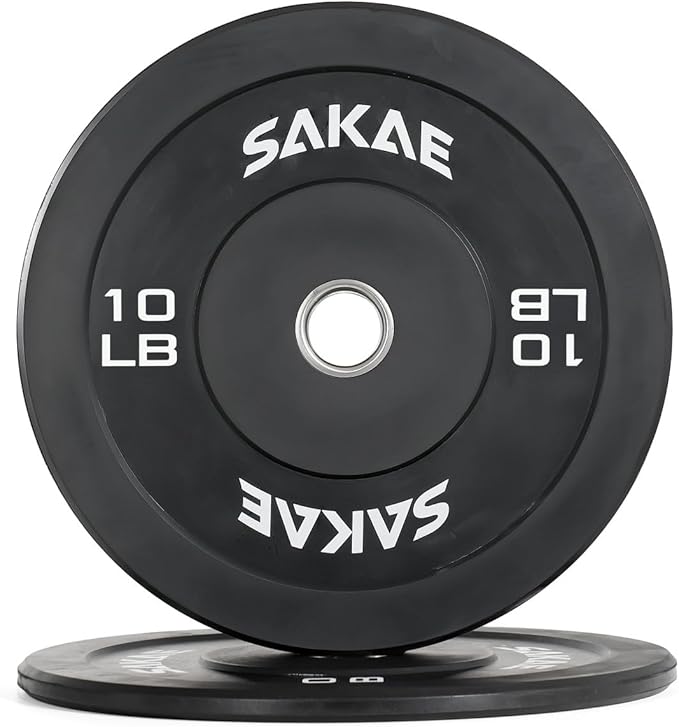 SAKAE Olympic Rubber Bumper Plates, 2-Inch Weight Plate Set with Steel Hub, Ideal for Weightlifting, CrossFit, Strength Training & Home Gym Workout, Available in Single, Pair & Sets, Multiple Sizes