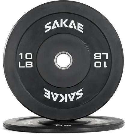 SAKAE Olympic Rubber Bumper Plates, 2-Inch Weight Plate Set with Steel Hub, Ideal for Weightlifting, CrossFit, Strength Training & Home Gym Workout, Available in Single, Pair & Sets, Multiple Sizes