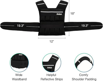 ZELUS Weighted Vest, 20lb/23lb/30lb/45lb/60lb Vest Adjustable Weights for Exercise, Weight Vest for Men, Workout Vest for Home Workouts Cardio Strength Training Weight Loss