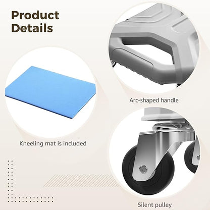 Gray Ab Wheel with Knee Pad, Home Gym Ab Roller Wheel, Core Trainer, Fitness Silent Gliding Disc