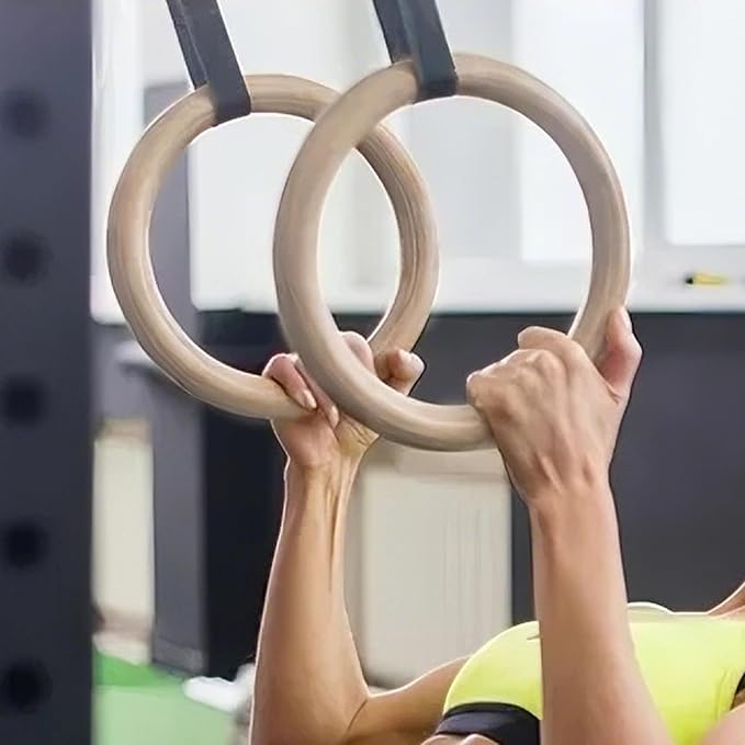 Gym Rings - Grips for Gymnastics | Strength Training Rings | for Home Gym Fitness Exercise Playground Indoor Outdoor