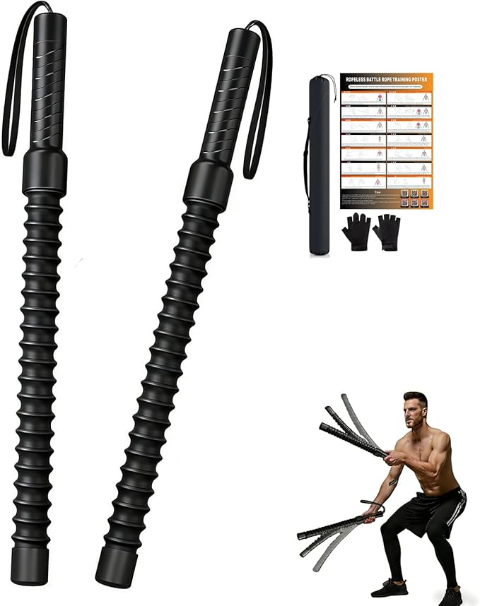 Ropeless Battle Ropes, Cordless Weighted Workout Ropes with Flexible Design, Low Impact Portable No Noise Fitness Equipment for Apartment Home Gym, Arm Training HIIT Cardio for Men & Women