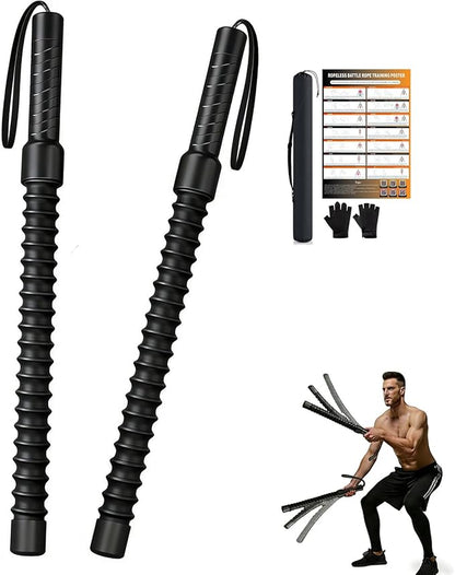 Ropeless Battle Ropes, Cordless Weighted Workout Ropes with Flexible Design, Low Impact Portable No Noise Fitness Equipment for Apartment Home Gym, Arm Training HIIT Cardio for Men & Women