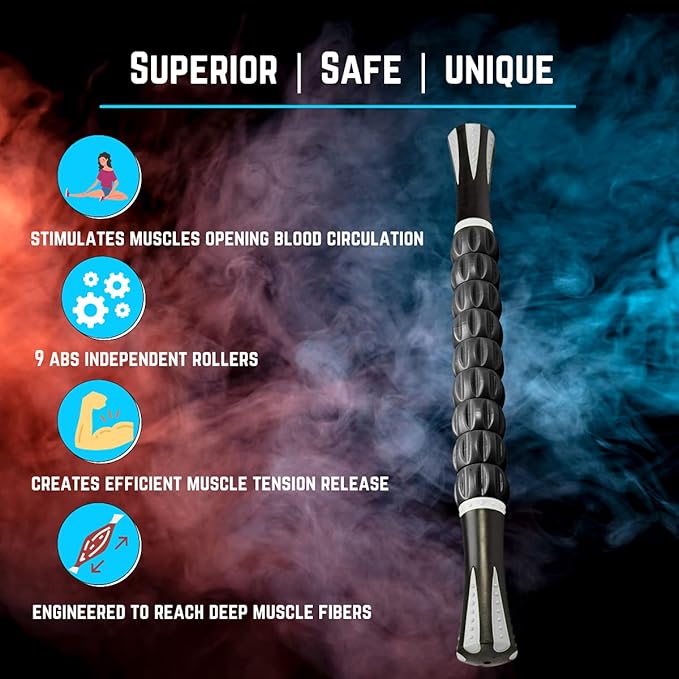 NuRich Muscle Roller and Body Myofascial Trigger Point Release Massage Stick for Athletes, Trainers, or Gyms to Help The Rolling Out of Muscles, Relieving Muscle Pain, Cramping, and Muscle Soreness