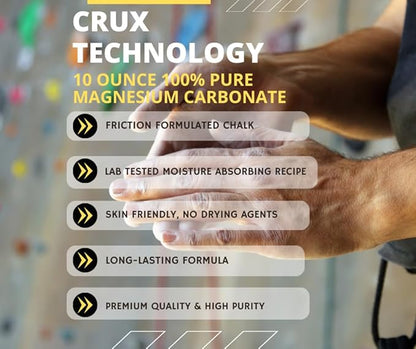 Crux Technology Sports Chalk for Rock Climbing 100% Magnesium Carbonate