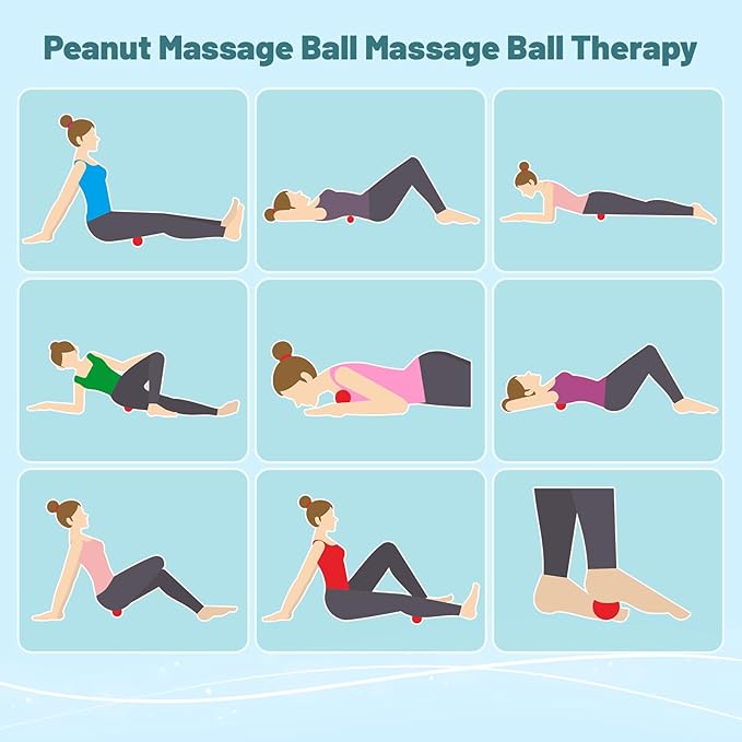 Double Lacrosse Massage Ball Peanut Massage Ball for Myofascial Release, Trigger Point Therapy, Muscle Soreness Deep Tissue Massage Physical Therapy Equipment(Blue)