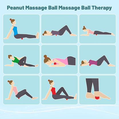 Double Lacrosse Massage Ball Peanut Massage Ball for Myofascial Release, Trigger Point Therapy, Muscle Soreness Deep Tissue Massage Physical Therapy Equipment(Blue)