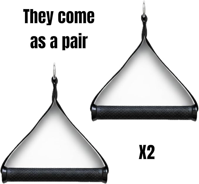 Extra Wide Cable Attachment Handles (Pair) – Heavy Duty Non-Slip Ergonomic D-Handles for Gym Pulley Systems, Resistance Bands, & Suspension Trainers