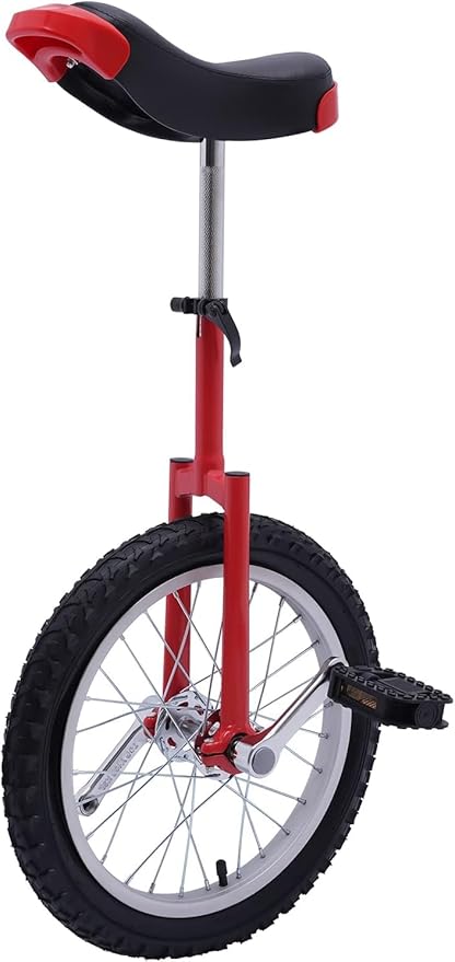 16/24 Inch Wheel Unicycle with Steel Rim, Unicycle Electric Wheel Skidproof Mountain Tire Cycling Sports Exercise with Adjustable Seat, Adults Kids Outdoor Sports Fitness Exercise Tool