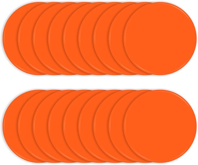 Poly Spots 4" or 9" Flat Cones Spot Markers for Gym/PE Training, Dance, 12/18/24 Pcs Non-Slip Rubber Floor Dots Flat Disc Markers for Soccer Basketball Sports Agility Drills, Classroom Activities