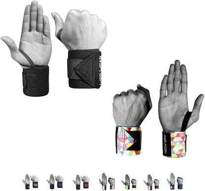 Elastic Wrist Wraps for Powerlifting, Strength Training, Bodybuilding, Cross Training, Olympic Weightlifting, Yoga Support - One Size Fits All