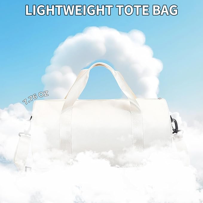 Mini Gym Bag for Women Small Duffle Bag Mini Gym Tote Bag Sport Bag for Yoga Swimming Dance (White)