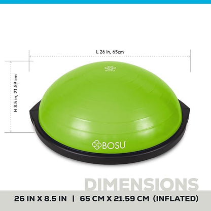 Bosu Balance Ball Exercise Trainer, Home Gym Equipment w/ Guided Workouts & Pump, 26", Blue - Inflatable Fitness Platform for Strength Training, Standing, Balancing, and Core Workout