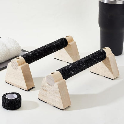 AHANDMAKER Wooden Parallettes Bars for Handstand Training in Natural Bisque Calisthenics Equipment Push Up Bars Dip Stands for Home Gym Strength Training Men Fitness Essentials