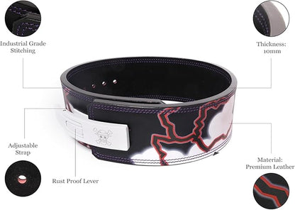 Anime Weight Lifting Lever Belt | 10mm Premium Leather Weightlifting Belt for Powerlifting, Bodybuilding, Deadlift, Squats, Exercise Workout | Heavy Duty Gym Belt Best for Men & Women