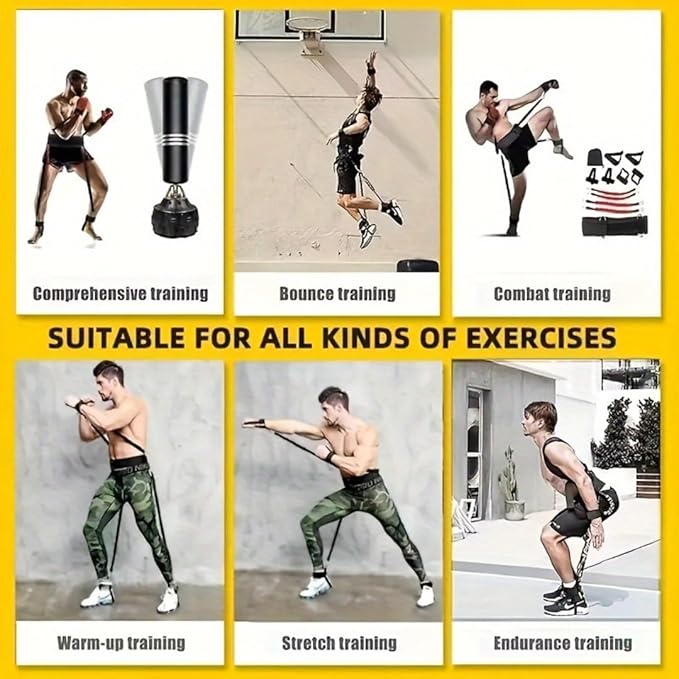 1 Piece Resistance Training Set - 35LB & 40LB Boxing, Martial Arts, Strength Training with Wrist Strap/Wrist Strap, Foot Cradle and Tote Bag