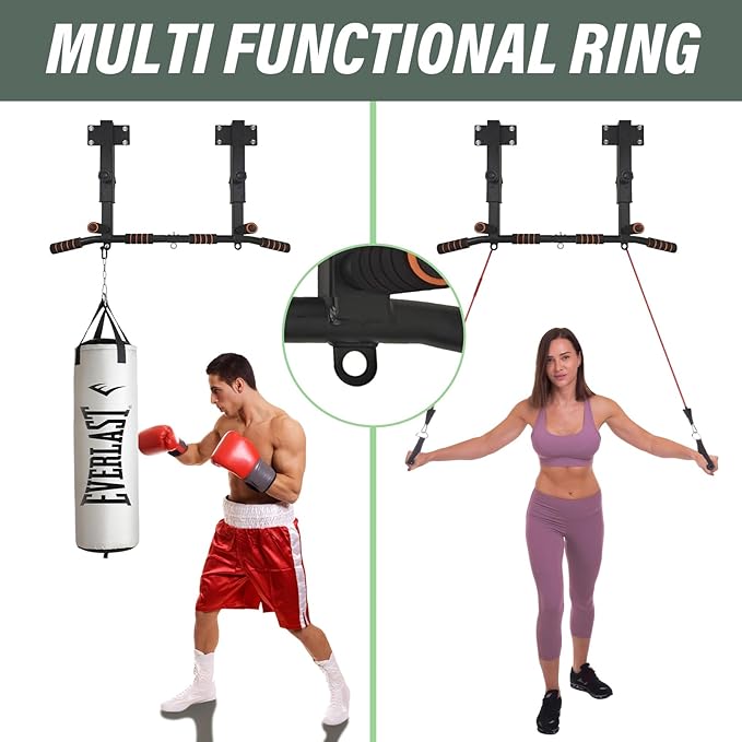 ptlsy Wall Mounted Pull Up Bar Multifunctional with Multi-grip Chin Up Bar Heavy Duty Dip Station for Home Gym Indoor Workout, Fitness Equipment, Dip Stand Supports to 440 Lbs