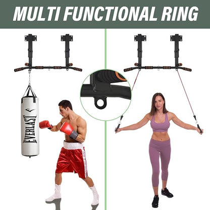 ptlsy Wall Mounted Pull Up Bar Multifunctional with Multi-grip Chin Up Bar Heavy Duty Dip Station for Home Gym Indoor Workout, Fitness Equipment, Dip Stand Supports to 440 Lbs
