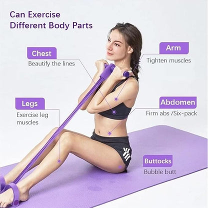 21 Fitness Resistance Bands-4 Tube Pedal Ankle Puller, 2025 New Elastic Yoga Pedal Puller Stretch Band for Exercise, AB Training Auxiliary Device Sit Up Exercise Equipment for Women Men