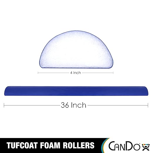 CanDo Premium TufCoat Blue Coated Half-Round Foam Rollers for Muscle Restoration, Massage Therapy, Rehabilitation, Sport Recovery and Physical Therapy for Home, Clinic and Gym